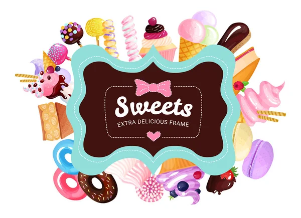 Trendy Sweets Cadre Arrière-plan — Image vectorielle