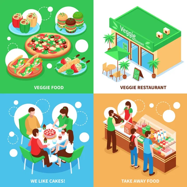 Concepto de diseño vegetariano 2x2 — Vector de stock