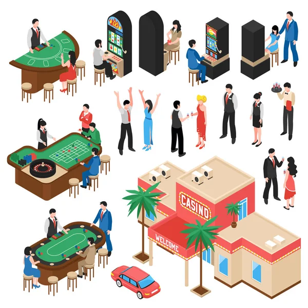 Casino Isometric Icons Set — Stock Vector