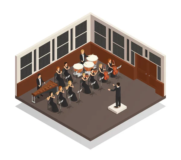 Orkestra izometrik çizimde — Stok Vektör