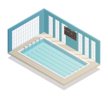 Yüzme Havuzu banyo izometrik görünümü