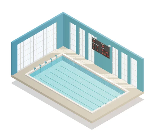 Piscina Baño Vista Isométrica — Vector de stock