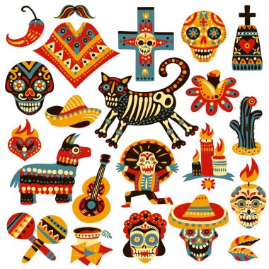 Mexican Holiday Day Of Dead Set clipart