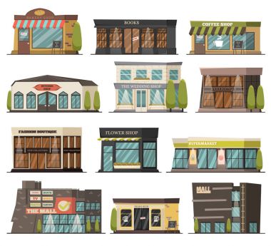 Dükkan ortogonal Icons Set