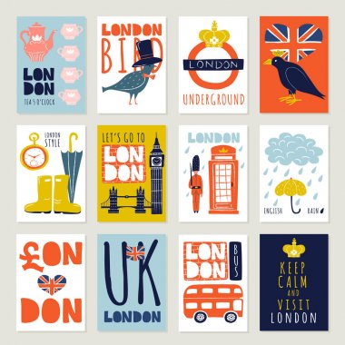 Londra posterler ve afiş kümesi