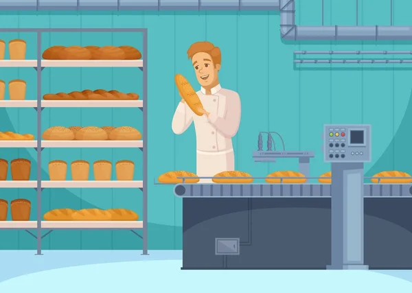 Мультфильм о производстве хлеба — стоковый вектор