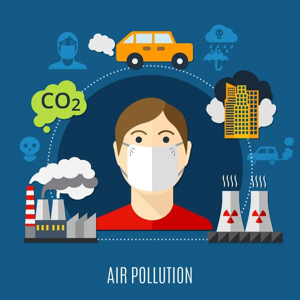 Concept de pollution atmosphérique — Image vectorielle