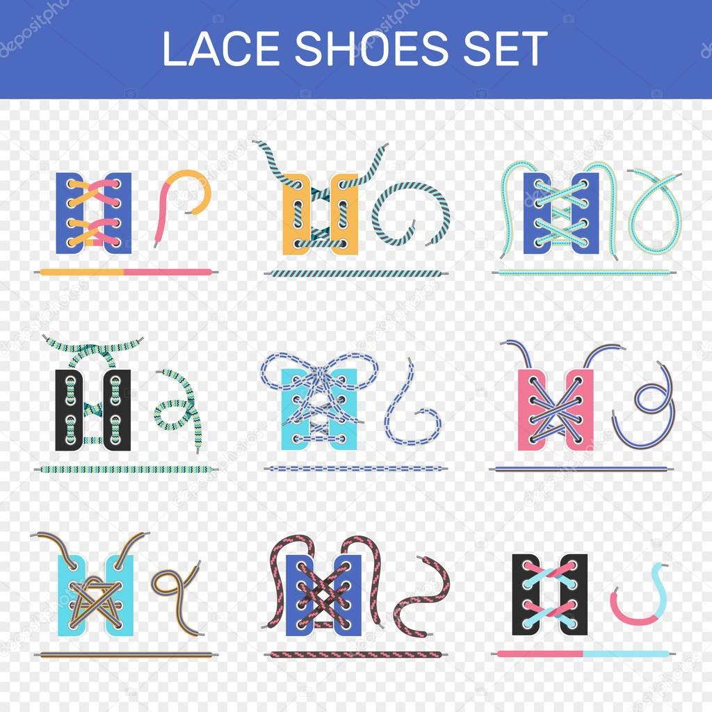 Shoe Lacing Ways Transparent Set 