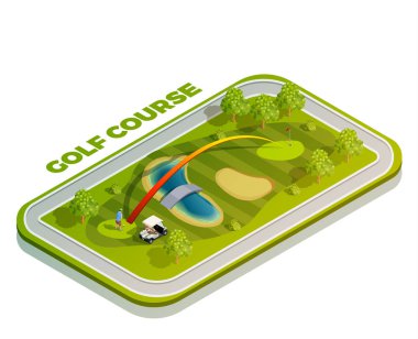 Golf Sahası izometrik kompozisyon