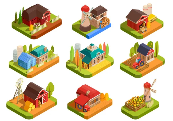 Farm Isometric Set — Stock Vector