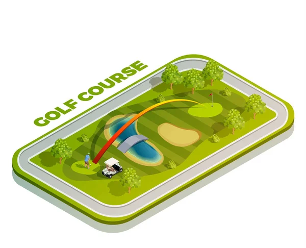 Γήπεδο γκολφ ισομετρική σύνθεση — Διανυσματικό Αρχείο