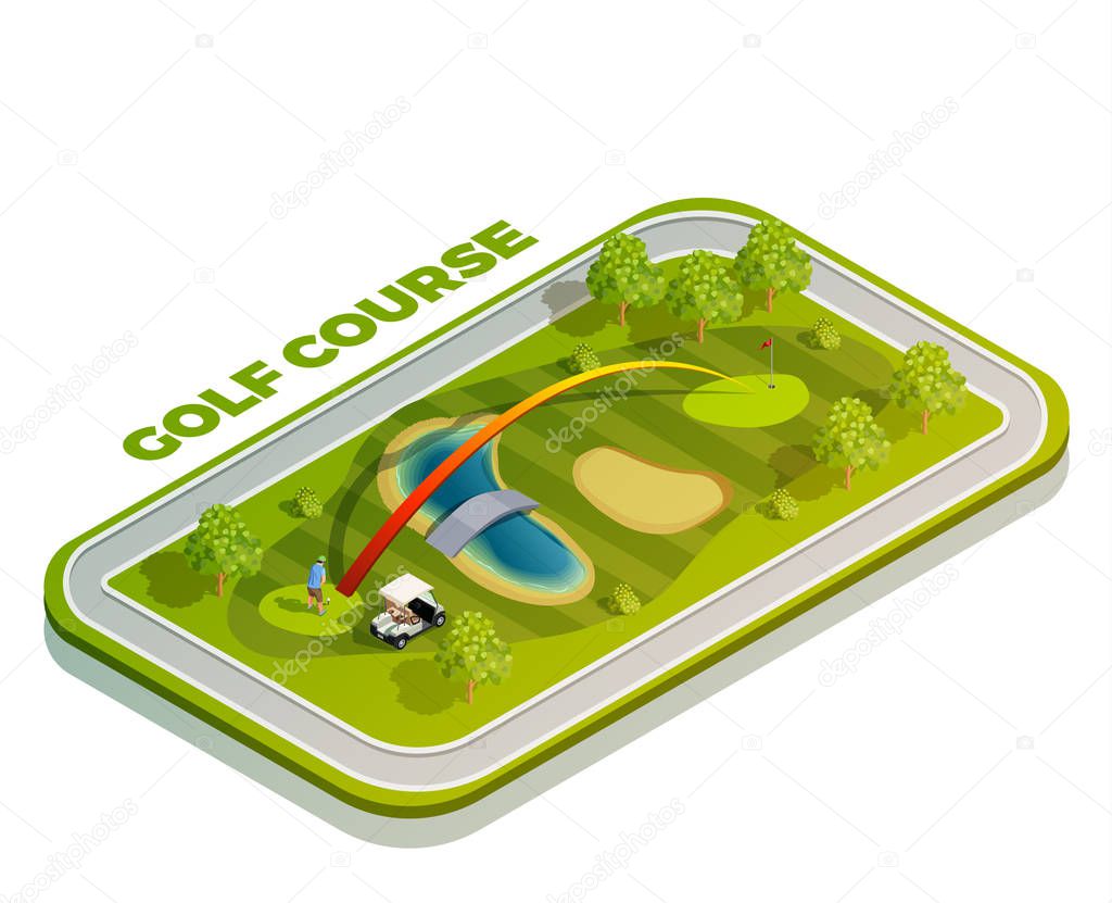 Golf Course Isometric Composition