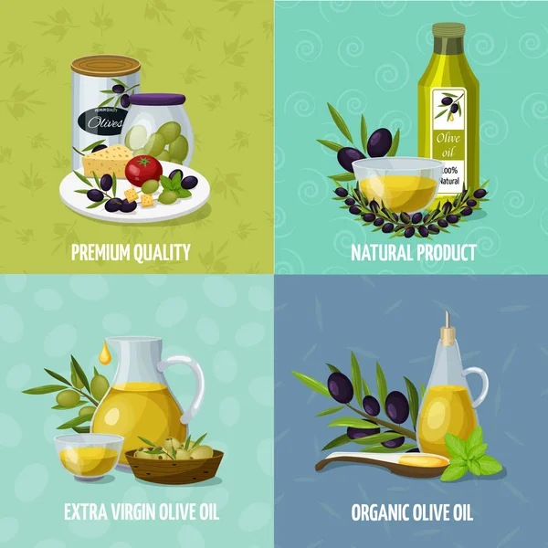Olivový olej 4 karikatura ikony — Stockový vektor