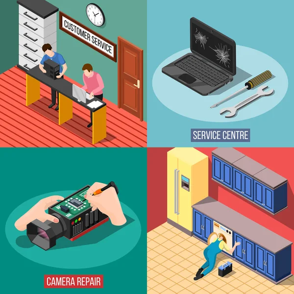 Concept de conception du centre de service 2x2 — Image vectorielle