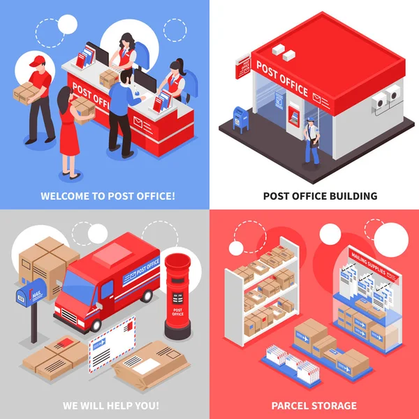 Post 2x2 Isometric Design Concept — Stock Vector