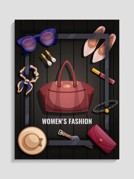 Poster mit Frauen-Accessoires — Stockvektor