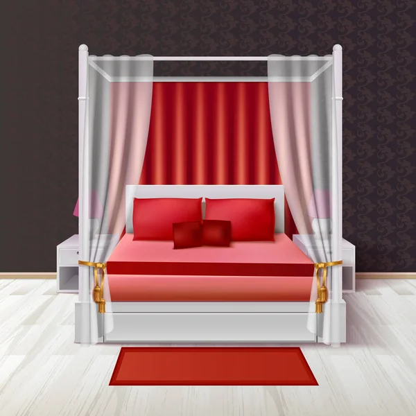 Композиция штор для кровати королевы — стоковый вектор