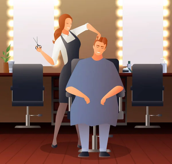 女性美容師の平面的構成 — ストックベクタ