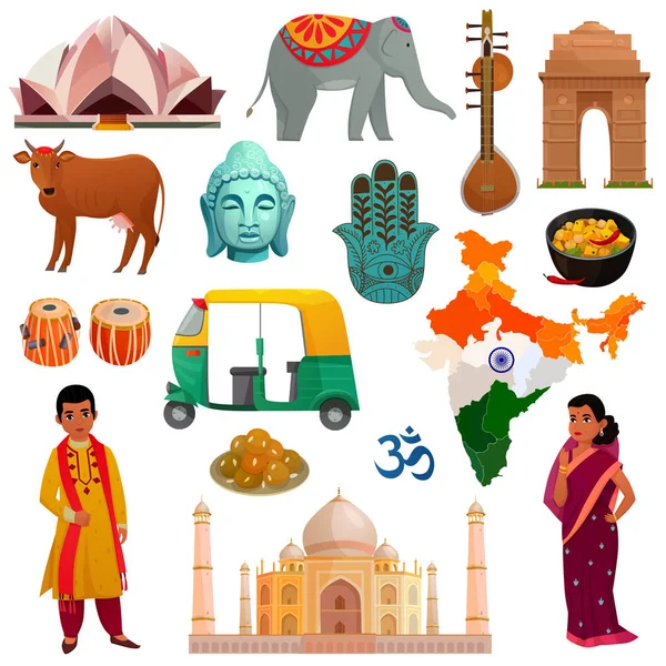 Ensemble de voyage Inde — Image vectorielle