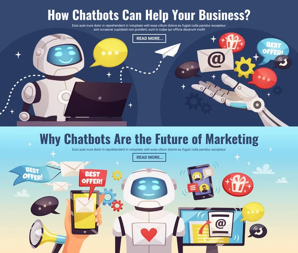 Chatbot horizontaal Banners — Stockvector