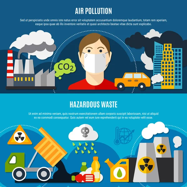 Pollution Problem Banners Set — Stock Vector