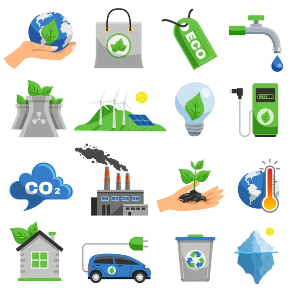Ecologie icoon set — Stockvector