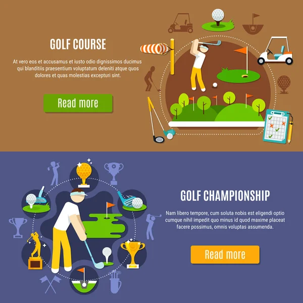 Championnat de golf et bannières de parcours — Image vectorielle