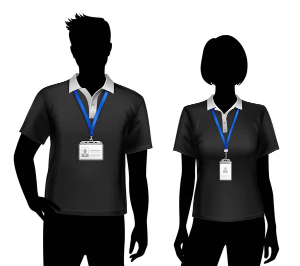 Werknemers silhouetten identiteitskaarten Badges — Stockvector