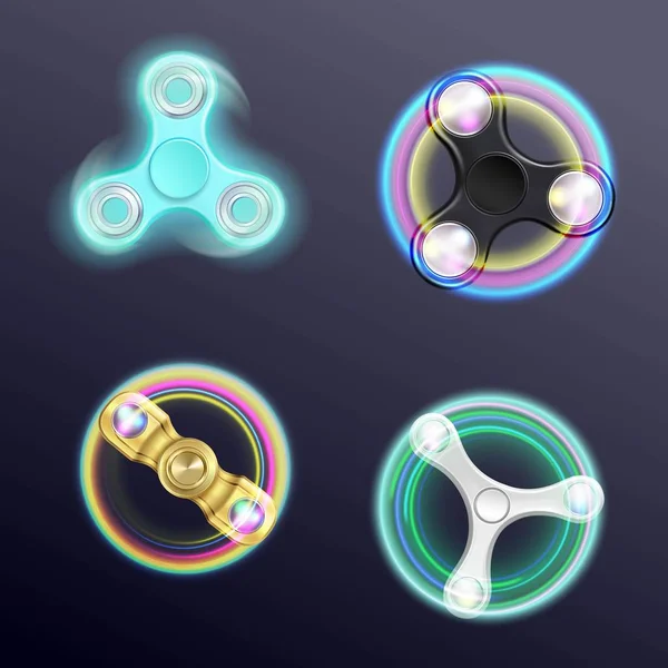 Vinger Spinner Fidget realistisch Set — Stockvector