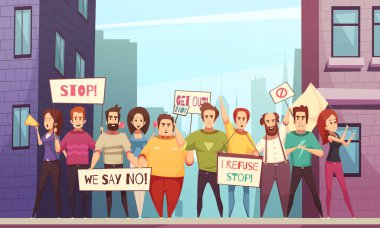 Kalabalık vektör çizim protesto