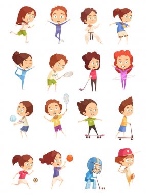 Dekoratif simgeler kümesi çocuklar spor