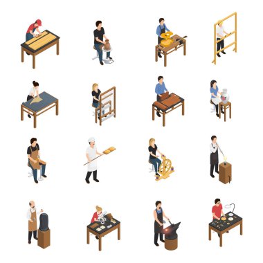 Esnaf insanlar izometrik Set