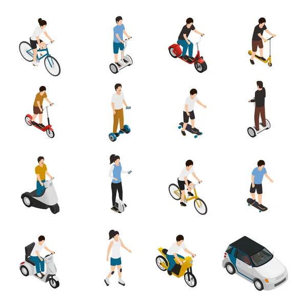 People Riding Personal Eco Vehicles — Stock Vector