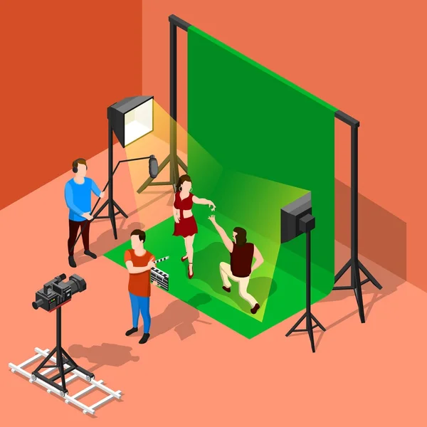 Chromakey schieten isometrische samenstelling — Stockvector