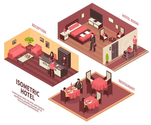 Ilustracja hotelu Isometric — Wektor stockowy