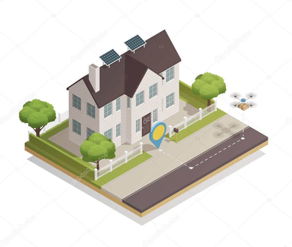 Smart City Townhouse Isometric Composition 