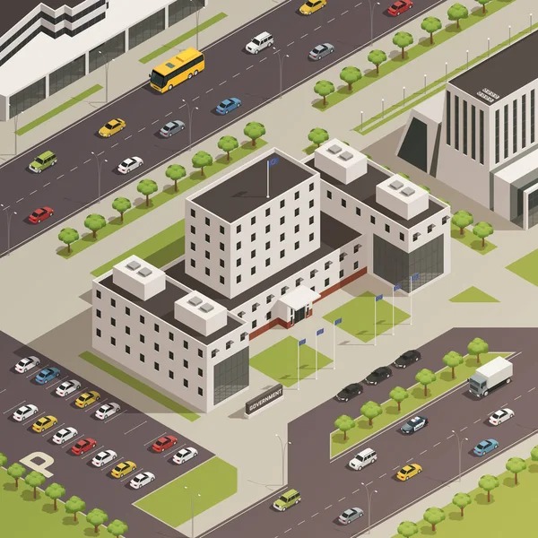 Bâtiments des administrations municipales Composition isométrique — Image vectorielle