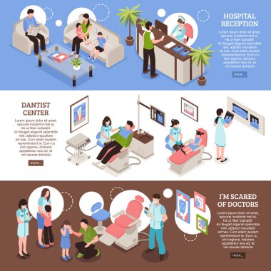 Diş Merkezi izometrik yatay Banner