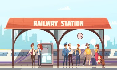 Tren istasyonu vektör çizim