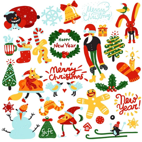 Christmas And New Year Elements — Stock Vector