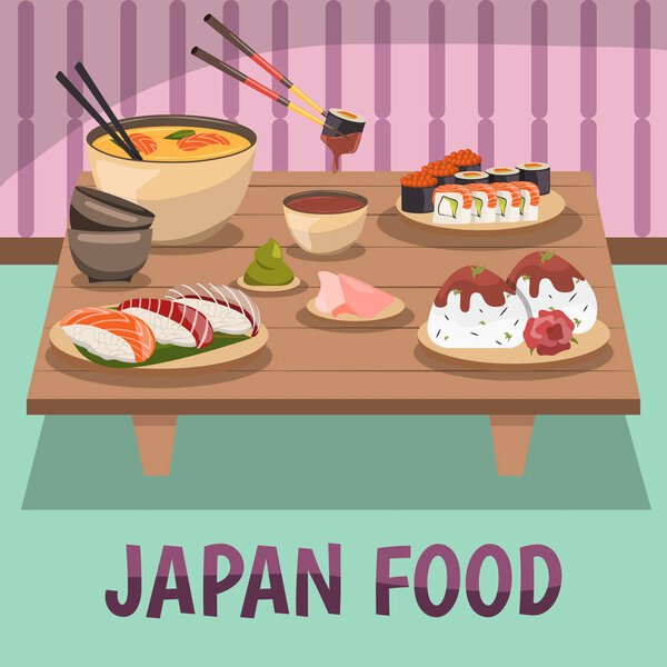 Japan Food Composition Bckground Poster