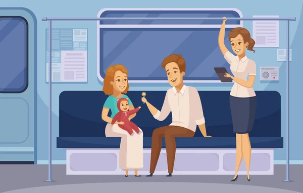 Метро метро метро Пасажири мультфільму — стоковий вектор