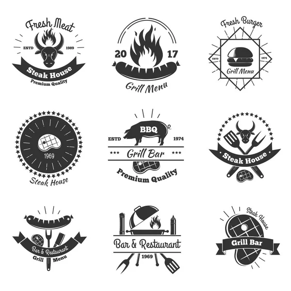 Steakhouse Vintage emblem Set — Stock vektor