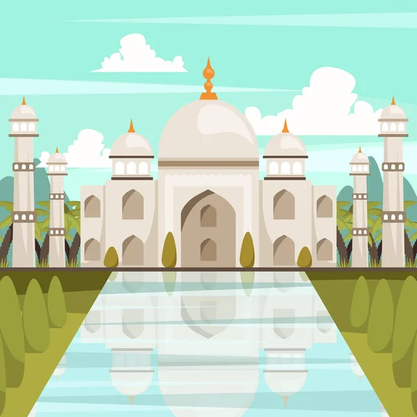 Mausoleum Taj Mahal Di India Komposisi Orthogonal - Stok Vektor