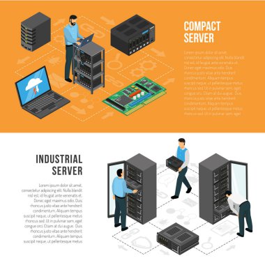 Datacenter izometrik yatay Banner