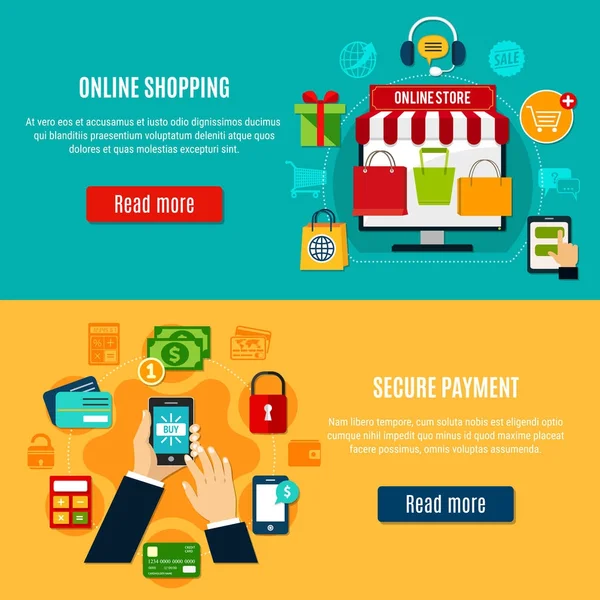 Online-Shopping horizontale Banner — Stockvektor