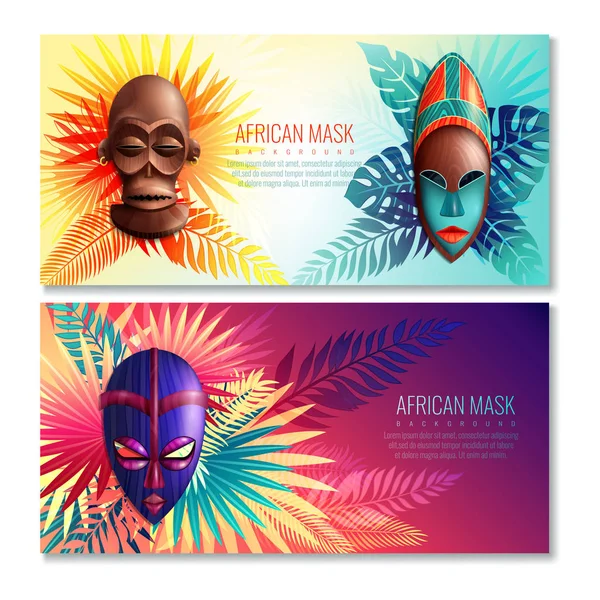 非洲民族面具横幅 — 图库矢量图片