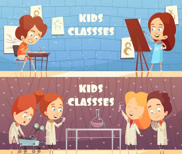 Kinderen klassen horizontale Banners — Stockvector