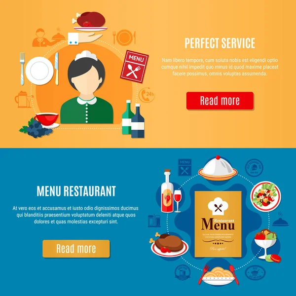 Restaurante Banners Set — Vector de stock