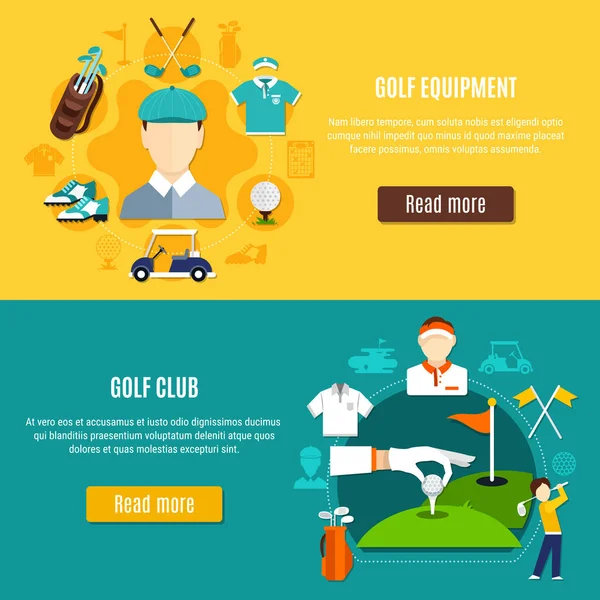 Banners horizontales de golf — Vector de stock